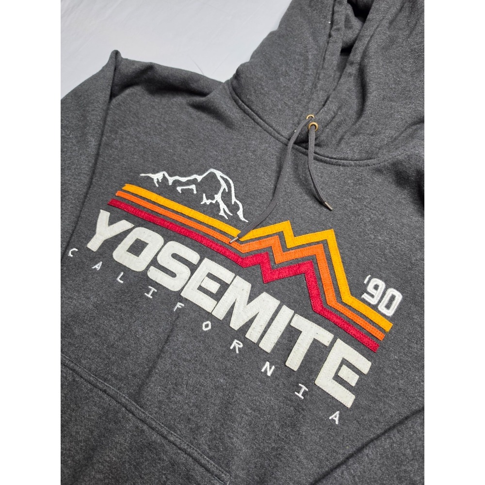 VTG Prairie Mountain Hoodie Men Large Charcoal Gray 90' Yosemite California Logo - Picture 3 of 7